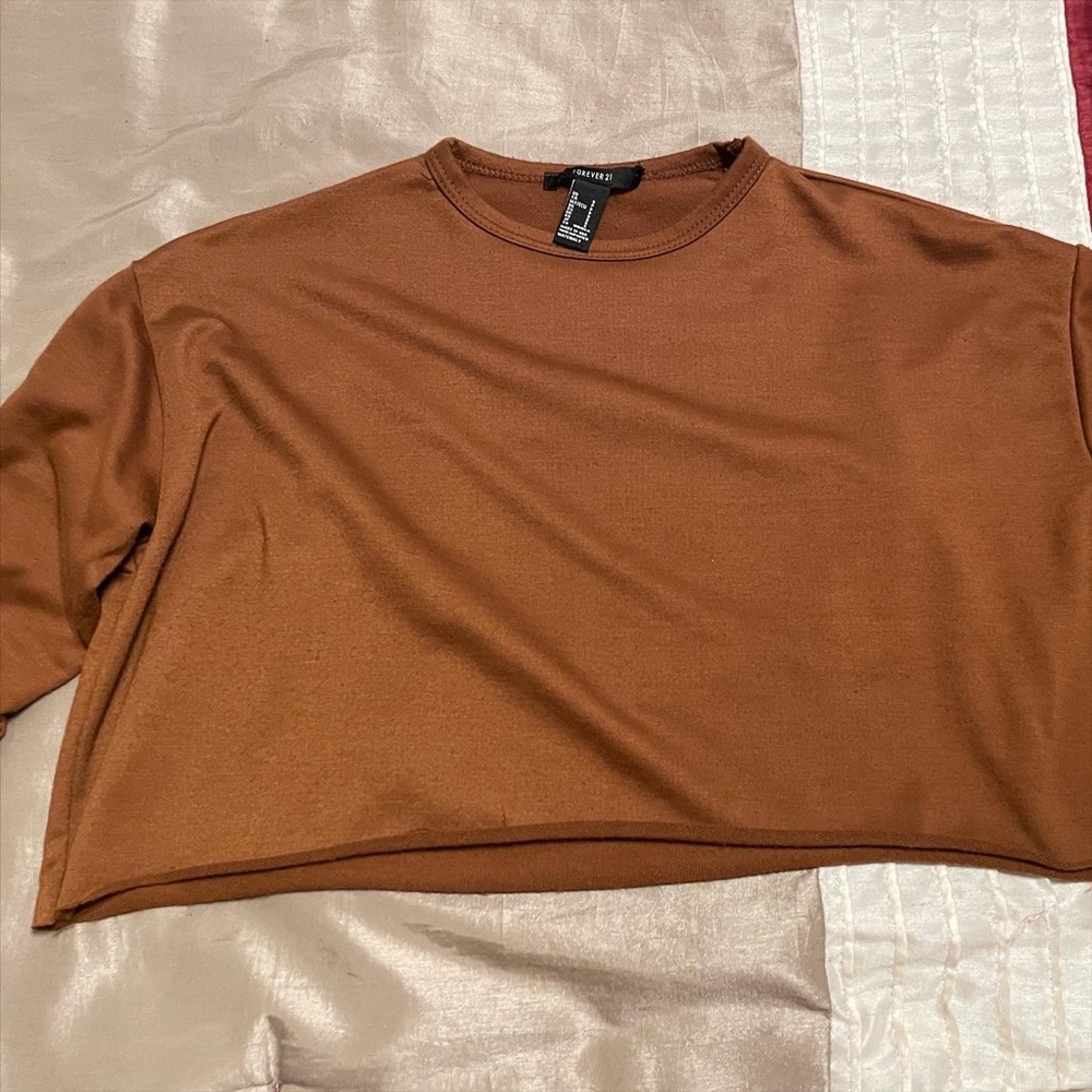 Forever 21 cropped long sleeve, size small in color brown